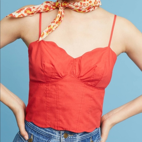 Anthropologie Tops - Anthropologie Maeve Bo Scalloped Crop Top